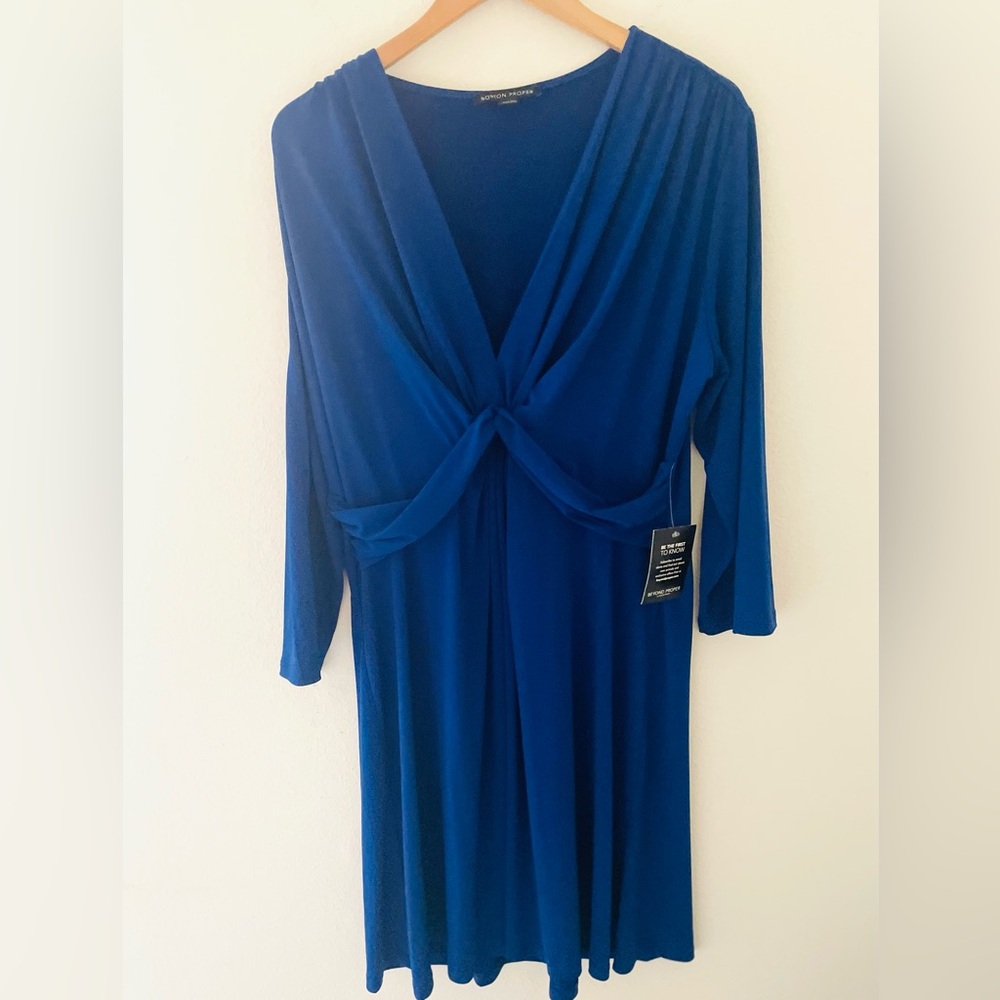 Boston Proper Draped‎ V neck 3/4 Sleeve Dress